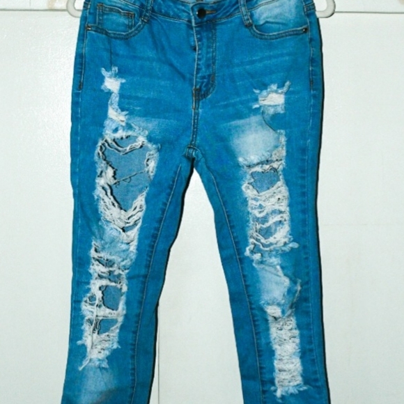 Light blue distressed jeans - Picture 4 of 7